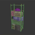 Multi Tiered Storage Shelf With Wooden Box Baskets Drawers And Crates