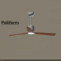 Poliform Modern Ceiling Pendant Light with White Body and Brown Wooden Blades for Contemporary Spaces