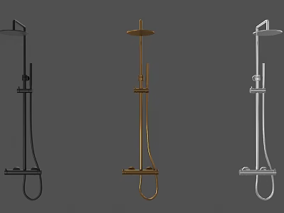 Stylish Black Gold and Silver Shower Systems for Modern Bathroom Design 3d model