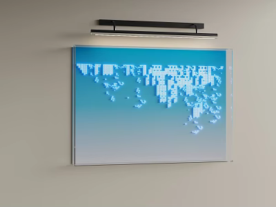 Contemporary Wall Art Installation With Pixel Design And Lighting 3d model