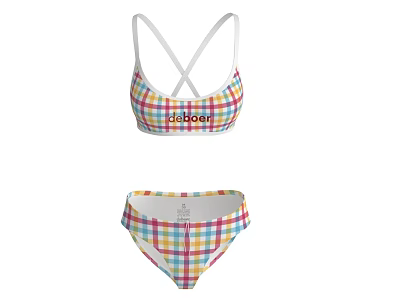 Adidas Colorful Plaid Bikini Top With Crisscross Straps And Matching Bottom 3d model Adidas Colorful Plaid Bikini Top With Crisscross Straps And Matching Bottom 3d model