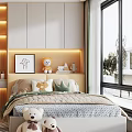 Cozy Modern Tatami Bedroom Interior With Tatami Bed Desk Green Chair Bookshelves And Teddy Bears