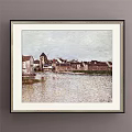 Scenic Landscape Painting with Leafless Trees River and Distant Rural View