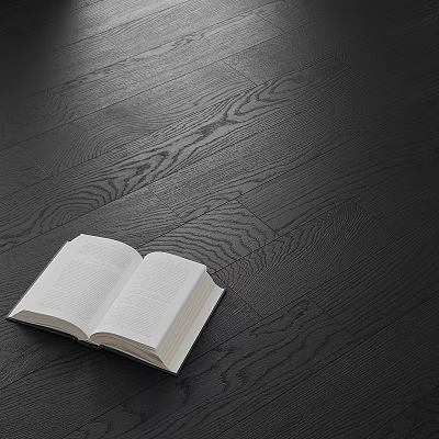 Dark Wood Flooring With Natural Grain Texture And Open Book On Surface 3d model