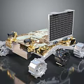 Modern Moon Rover Inspired Coffee Table With Metallic Frame And Reflective Surface 3d model