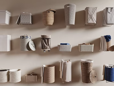 Variety Of Wall Mounted Storage Baskets 3d model