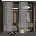 Elegant Modern Wardrobe Interior With Glass Doors Hanging Space And Folded Clothes