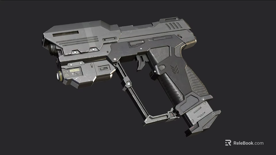 Futuristic Sci Fi Weapon Design Metallic Pistol With Detailed Structure And Grip 3d model 