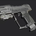 Futuristic Sci Fi Weapon Design Metallic Pistol With Detailed Structure And Grip