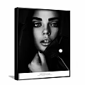 Black and White Female Portrait With Intense Eyes And Jacket Zipper Detail
