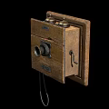 Vintage Wooden Telephone With Metal Components Wall Mounted Design And Handset Cable