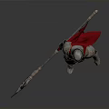 Man in Silver Armor Holding Battle Axe With Red Cape Standing