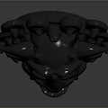 Dark Metallic Sculptural Mask With Spherical Decorations And Ring Detail