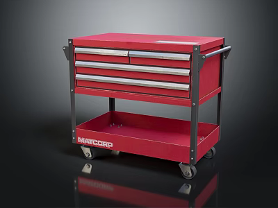 Sturdy Red MACOOD Tool Cart With Multiple Drawers And Mobile Wheels 3d model