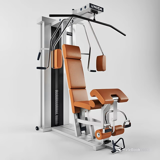 Professional Multi Functional Sports Equipment with Orange Cushioned Seat and Steel Frame for Gym Training 3d model 