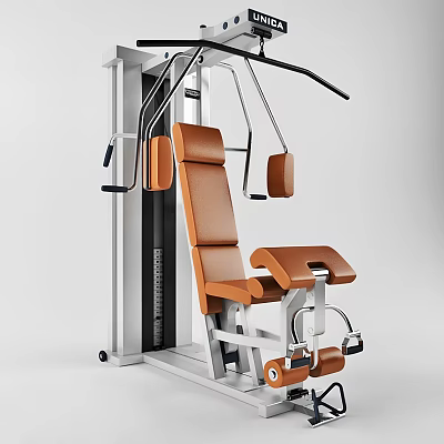 Professional Multi Functional Sports Equipment with Orange Cushioned Seat and Steel Frame for Gym Training 3d model