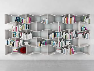Modern Bookshelf Wavy Bookshelf 3d model