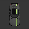 Silver Mercedes AMG Sports Car with Green Stripes and Rear Spoiler Design