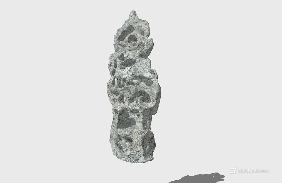 Natural Stone and Wood Handcrafted Decorative Sculpture with Artistic Textured Details 3d model 