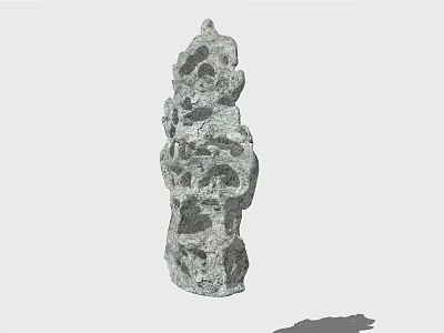 Natural Stone and Wood Handcrafted Decorative Sculpture with Artistic Textured Details 3d model