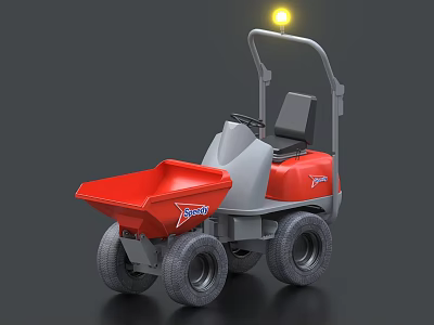 Red Electric Toy Dumper Truck for Kids with Yellow Warning Light and Gray Seat 3d model