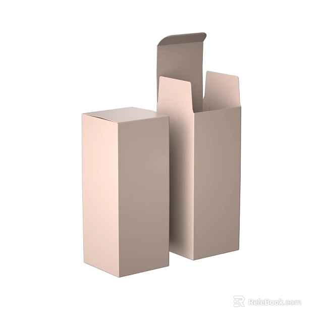 Beige Household Boxes With One Closed And One Partially Open Design 3d model 