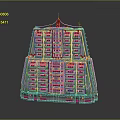 Detailed Architectural Model of Multi Storey Building with Balconies and Windows