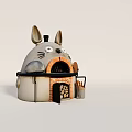 Totoro Shaped Stove with Ears Eyes and Brick Oven Door and Tool Holder