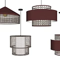 New Chinese Chandelier Round Chandelier Combination 3d model