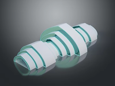 Modern Spiral Furniture Piece With White And Light Green Striped Curved Design 3d model