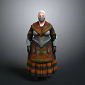 Woman In Traditional Decorated Dress With Floral Patterns And Armor Details