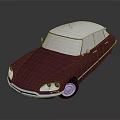 Vintage Dark Red Sedan With White Roof And Sleek Classic Design