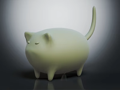 Cute Light Green Rounded Cat Shaped Furniture Design For Home Decor 3d model