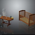 Kids Nursery Essentials With Wooden Crib High Chair And Playful Toys