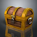 Wooden Storage Chest With Golden Accents Metal Lock Handle And Curved Top