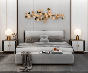 Modern Background Double Bed Double Bed Master 3d model