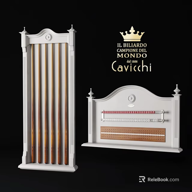 Elegant Billiard Cues with Cue Rack Entertainment Equipment by Cavicchi 3d model 