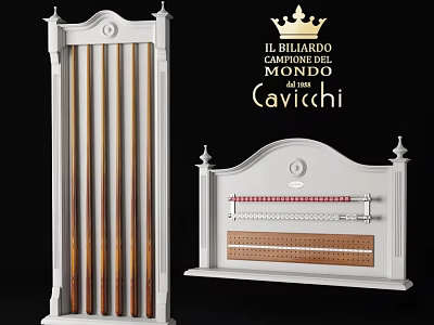 Elegant Billiard Cues with Cue Rack Entertainment Equipment by Cavicchi 3d model