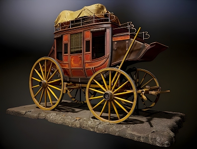 Realistic medieval carriage European carriage 3d model