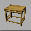 Natural Bamboo Plant Crafted Stool With Simple Structure Wooden Texture And Square Seat