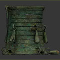 Ancient Bronze Clothing Accessories With Decorative Rings And Green Patina
