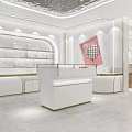 Modern Jewelry Store Interior Design With White Display Cases Counters And Bright Lighting 3d model