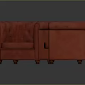 Red Tufted Leather Sofa Set With Single Armchair And Two Seater Design