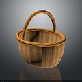 Cute Kitten Resting In Orange Woven Basket With Handle On Dark Surface