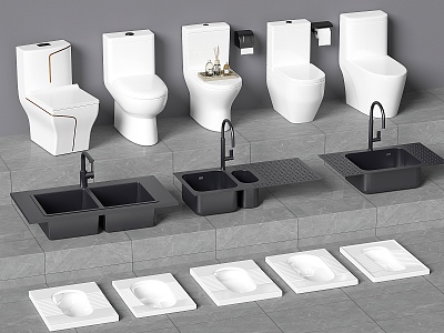 Modern toilet squat pan sink 3d model