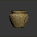 Traditional Handcrafted Ceramic Sculpture Featuring Textured Surface Crackled Design And Orange Accents