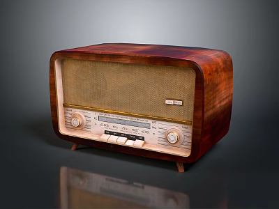 Vintage Retro Radio with Wooden Case Classic Knobs Dial and Speaker Grille 3d model