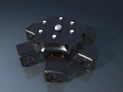 Modern Black Sofa And Coffee Table Set Featuring Hexagonal Table And Square Sofa Design 3d model