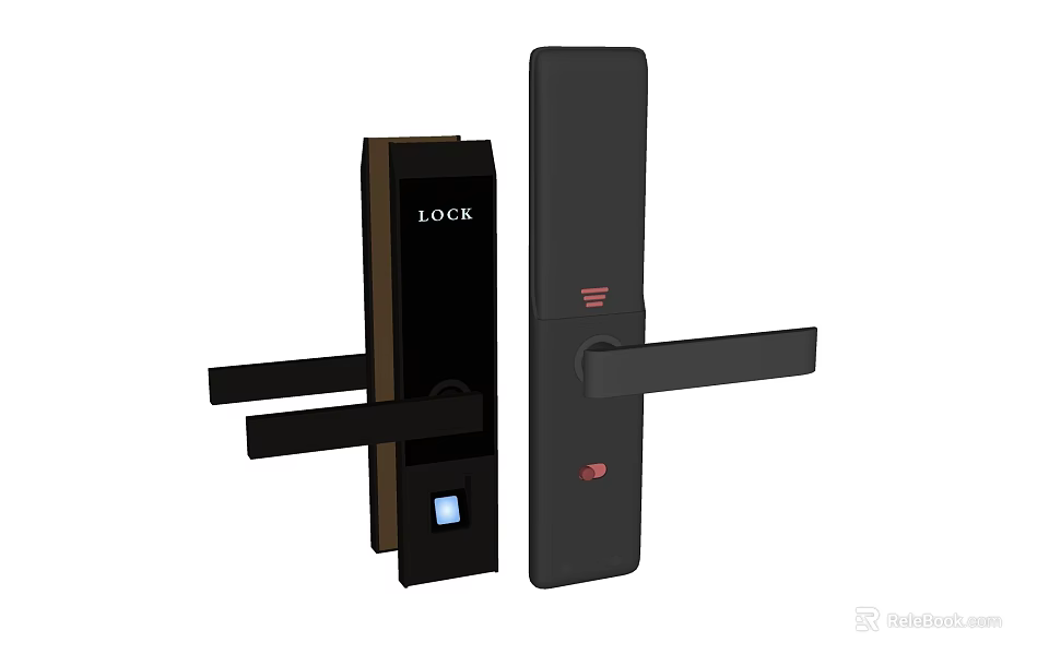 Security Door With Smart Lock Fingerprint Recognition And Black Handle Design 3d model 