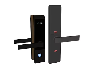 Security Door With Smart Lock Fingerprint Recognition And Black Handle Design 3d model